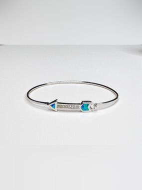 Sterling Silver Blue Opal Arrow Bangle Bracelet